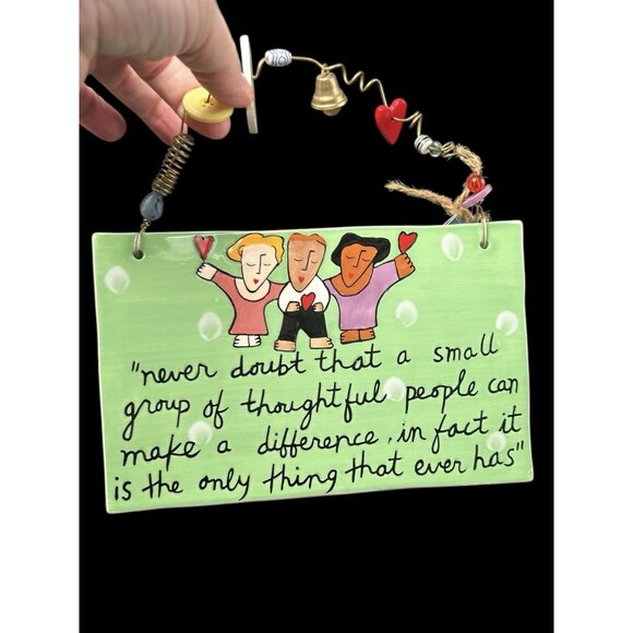 Sandra Magsamen Plaque 'Small Group of Thoughtful People' NOS w Tag Ceramic Art - Picture 2 of 8